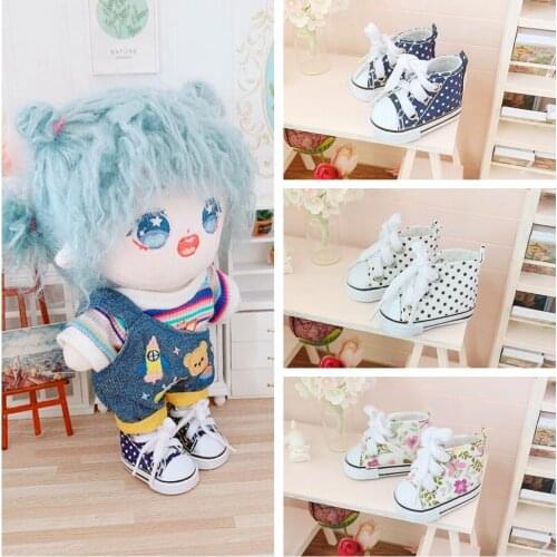 New Floral Polka Dot Print Canvas Shoes 5cm For 1/6 BJD Doll Accessories Sneakers For Russian Handmade Ragdoll Doll Accessories