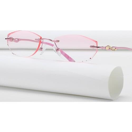 ZIROSAT 58068 Alloy Rimless Diamond Cutting Woman Glasses Frame Optical Prescription Eyeglasses Woman Eyewear Fashion