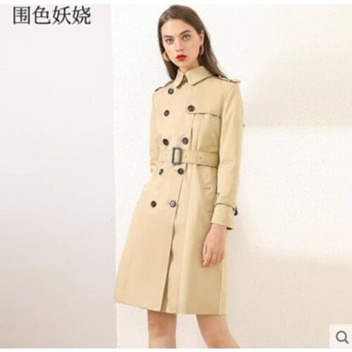 British windbreaker womens trench coats mid-length 2021 spring autumn new European American brands loose high-end large size