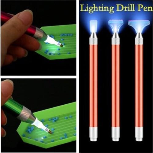 1Pc Square Round Diamond Painting Tool Lighting Point Drill Pen New Diamond Pens 5D Painting with Diamonds Accessories