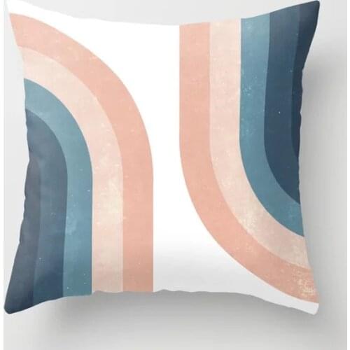 Modern Minimalistic Abstract Geometric Pillowcase Home Sofa Farmhouse Decoration Pink Square Cushion Cover 45x45cm