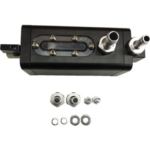 SPSLD Fabrication Baffled Oil Catch Aluminum Can Oil Tank 2-Port Black Universal