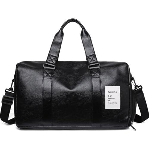 Large Capacity PU Gym Female Bag Pure Color Black Brown Purse Wet And Dry Separation Yoga Sports BagsAnti Theft Travel Handbags
