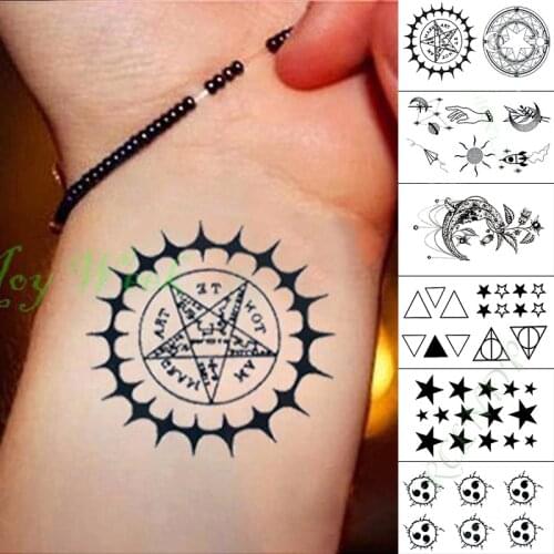 Waterproof Temporary Tattoo Sticker compass Star Moon star Fake Tatto Hand Arm Foot Flash Tatoo small tattoos for Kid Men Women