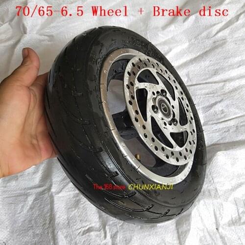 High quality 10 inch Front wheel 70/65-6.5 tyre tubeless vacuum tire and alloy wheel hub with Brake disc for electric scooter