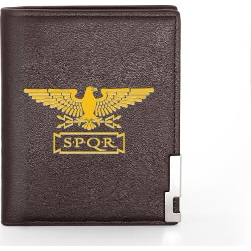 High Quality Classic Fashion Eagle SPQR Wallet Leather Purse Men Women Credit Card Holder Short Male Slim Coin Money Bags