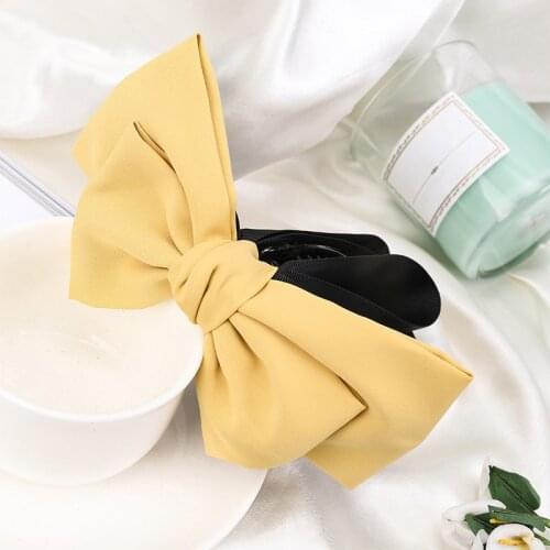 MISANANRYNE Korean Sweet Bow Hair Claw Elegant Women Solid Cloth Ties Banana Hair Crab Clips Ponytail Hold Girl Hair Accessories
