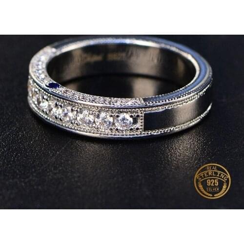 Elegant 100% 925 Sterling Silver White Topaz gemstone Wedding Engagement Cocktaill Band Ring Jewelry For Women Men