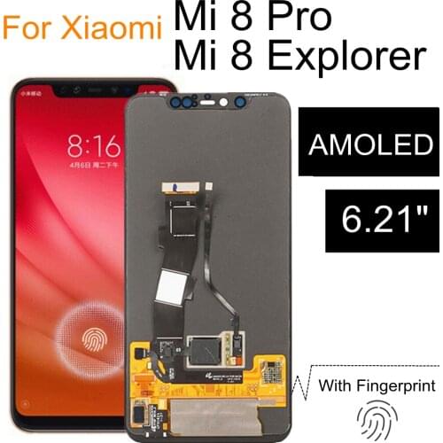 AMOLED For Xiaomi Mi8 PRO In-Screen Fingerprint LCD Display+Touch Screen Digitizer Assembly Replacement For Mi 8 Explorer LCD