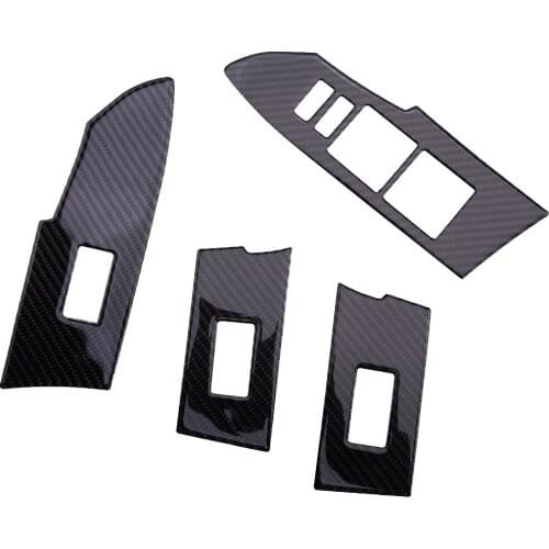 1 Set Car LHD Carbon Fiber Black Window Lifting Switch Panel Trims Covers Fit for Toyota Corolla 2014 2015 2016 2017 2018