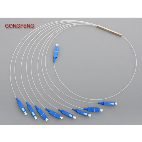 10pcs HOT NEW 0.9mm Steel Tube 1x8 Mini Blockless SC/UPC Connector 1*8 Fiber Optic PLC Splitter Special wholesale to Russia