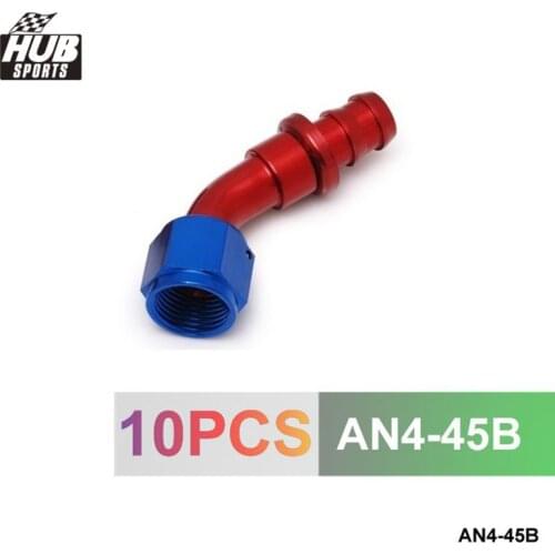 10pcs /set 45Degree High Performance-AN4 Hose End Fitting Aluminum oil cooler hose fitting HU-AN4-45B
