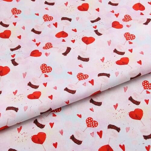 140CM Cartoon Cake with LOVE 100% Cotton Fabric for Kids Clothes Hometextile Backpacks Slipcover Cushion Cover DIY Material