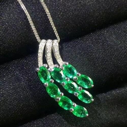 3*4mm Real Emerald Pendant Necklace for Women New Design Water Drop Star Jewelry