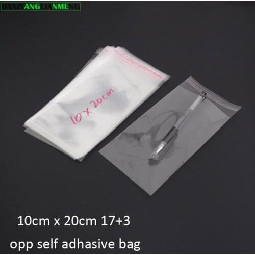 300pcs/lot Clear Resealable BOPP/Poly/ Cellophane Bag 10x17+3cm Transparent OPP gift Plastic packaging bags Self Adhesive Seal
