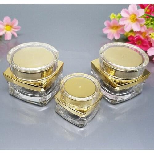 5g 15g Acrylic Eye Face Cream Jar Gold Mini Trial Cosmetic Facial Essence Packing Sub Bottling Container Bottle F017