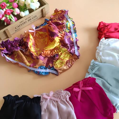 6pcs/lot Mulberry silk ruffle female pure silk panties female panties triangle panties female pajama pants
