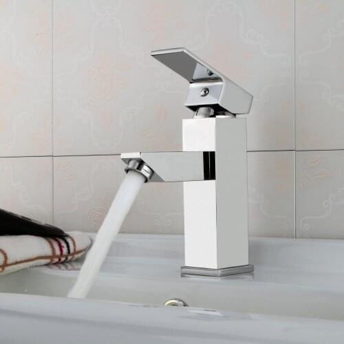 Brand High-Quality Chrome Polish Single Handle Single Hole Mixer Tap Deck Mounted Cold/Hot Bathroom Waterfall Basin Sink Faucet