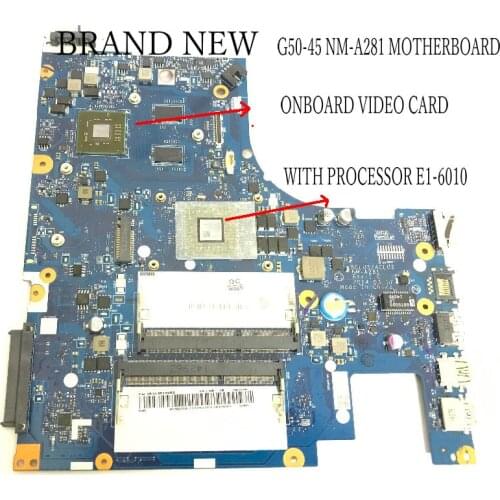 FAST SHIPPING.100% NEW. ACLU5 / ACLU6 NM-A281 G50-45 MAINBOARD FOR LENOVO G50-45 LAPTOP MOTHERBOARD .WITH PROCESSOR E1-6010 +GPU