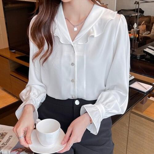 Chikichi 2021 Autumn New Fashion Design Chiffon White Shirt Womens Long Sleeve Top Office Ladies Blouse