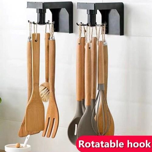 Home Hooks Self Adhesive Home Kitchen Wall Door Stretchable rotation Holder Hook Spatula spoon kitchenware storage rack