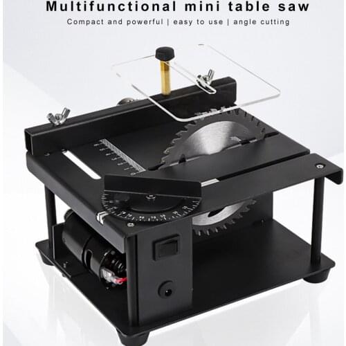 12-24V Electric Table Saw Mini Desktop Electric Saw Cutter Speed Angle Cut Adjustable Chainsaw for Wood Plastic Acrylic Cutting