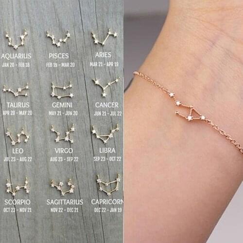 Europe and the United States Simple Zodiac Zodiac Bracelet Crystal Bracelet Lady Bracelet Baby Birthday Bracelet Jewelry Gift