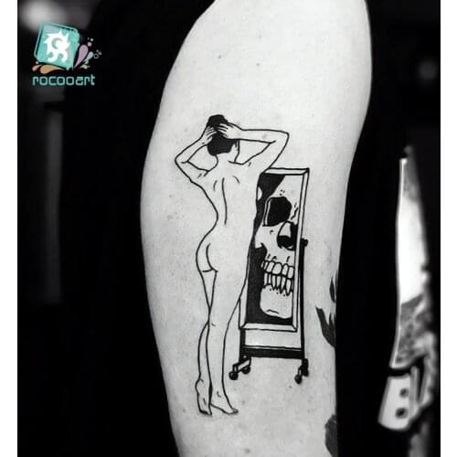 Hot sale Body Art Black White Drawing Little Element Small Flowers Floral Ballet Water Transfer Temporary Fake Tattoos Sticker