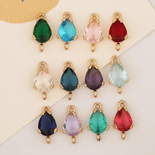 HAOSAW 10Pcs 7*13MM DIY Making/Jewelry Accessories/Crystal Charms/Connector/Oval Waterdrop Shape/Jewelry Findings & Components