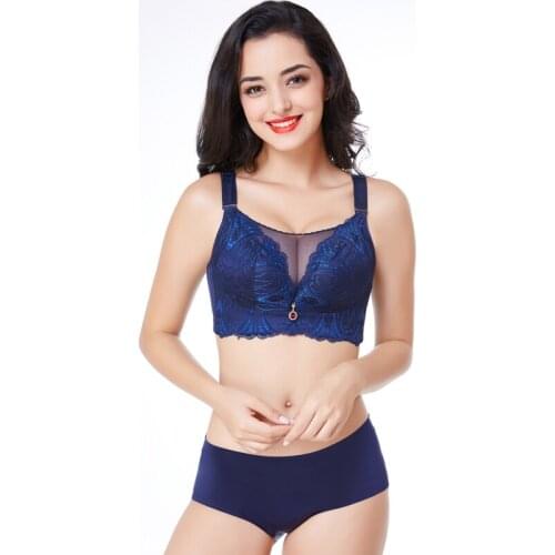 Super Gather Fashion Black Underwear Women Bra Set Push Up Brassiere Cotton Thick Deep V Sexy Bras Lace Lingerie Sets Embroidery