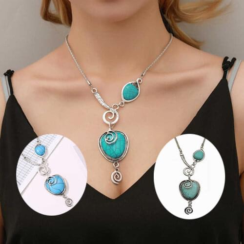 Creative Retro snail Peach Heart Necklace Crack Pine Stone Necklace Pendant For Women Best Gift