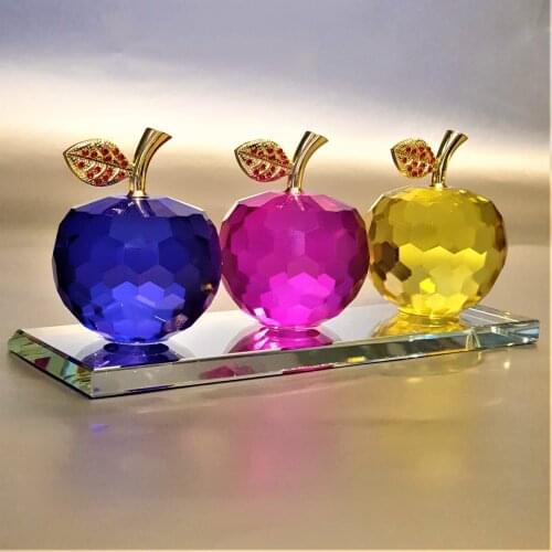 Crystal Apple 3'lü 20x7.5x9 cm Dark Blue-Pink-Yellow