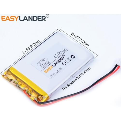 503759 3.7V 1100mAh Rechargeable Li-Polymer Li-ion Battery For mp3 mp4 mp5 toys DVR GPS navigation Sports bracelet 503760 503860
