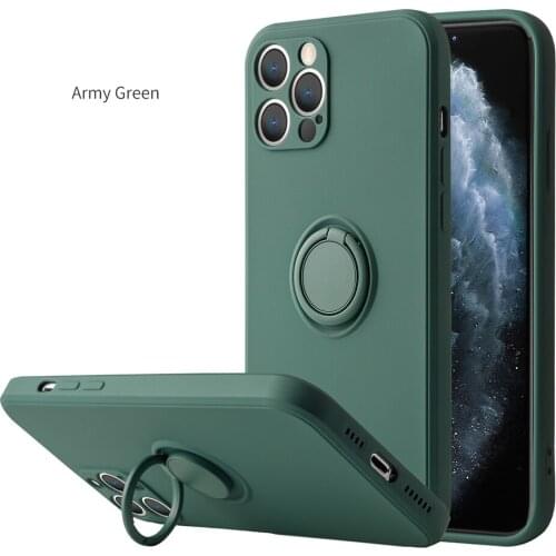 Liquid Silicone Finger Ring Stand Magnetic Holder Bracket For iPhone 12 11 Pro Max Mini XR X XS Max 7 8 Plus SE 2020 Phone Case