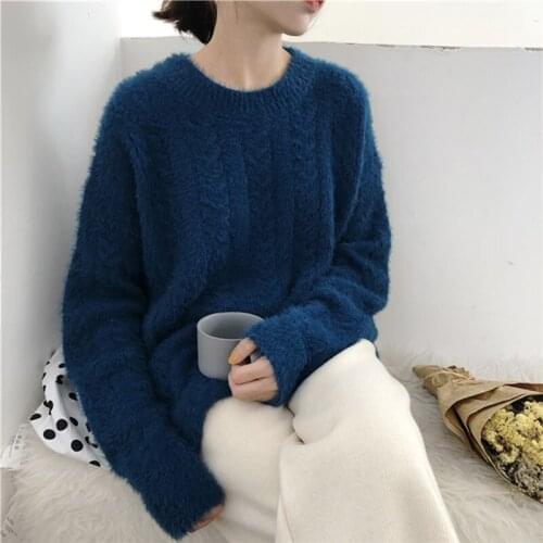 Trendy Winter Women Sweater Casual Thickness Warm Female Long Sleeve Loose Fit Pullovers Ladies Knitwear Tops