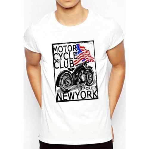 Motorcycle Printed Men T Shirt Male Cool T-shirt White Fitness Casual Tops Tee Shirt Streetwear Tshirt Man Clothing Oversized