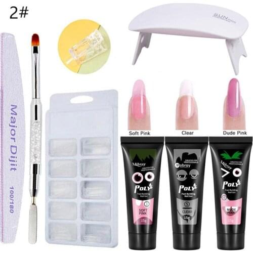 Gel Nail Kit Quick Extension Gel Nail Set With Dual Head Crystal Pen & Nail Lamp Nail Extension Manicure Tools Kit