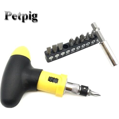 Manual rotate forward reverse Screwdrivers Set.T-type ratchet screwdriver,Hand Tool 6.35mm batch quick bolt driver Tools