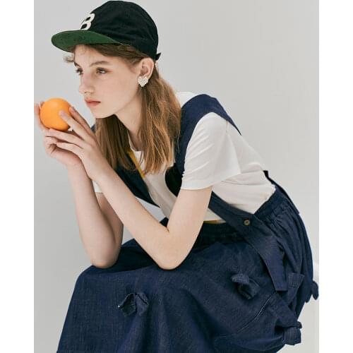Parent-child imakokoni original denim strap skirt thin elastic high waist skirt a-line skirt summer 213399