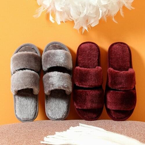 Autumn And Winter Womens Plush Slippers Women Indoor And Outdoor Cotton Warm Slippers Female Household Shoes