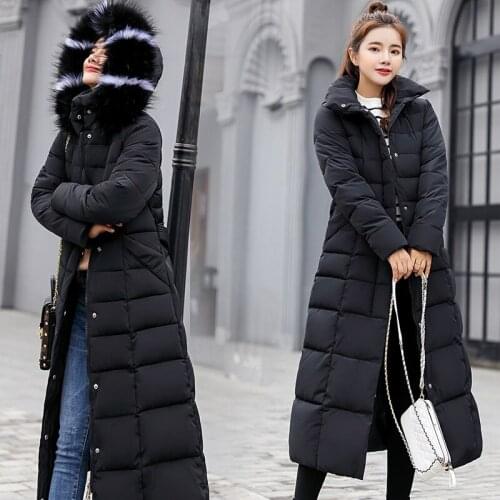 Autumn Winter Jacket Women Long Hooded Warm Overcoat Womens Down Jackets 2019 Fashion Plus Size Solid Color Parka Coat WH013