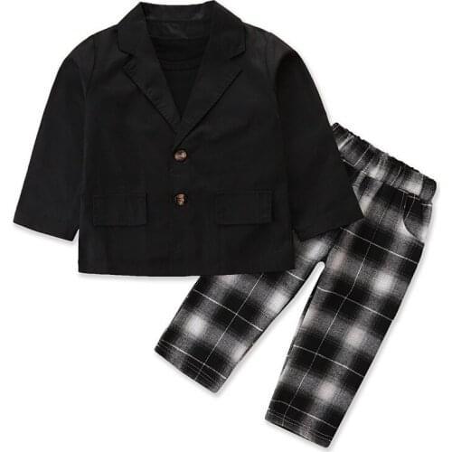 3pcs Autumn Children Kids Girls Set Thin Coat + Long Sleeve T-shirt + Plaid Long Pants Suits for Girls Fashion Girls Clothing