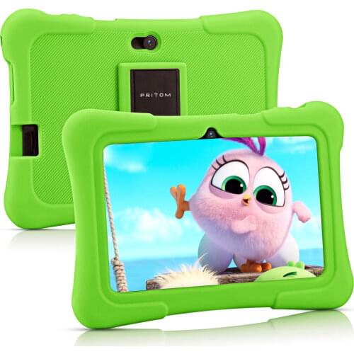 PRITOM K7 7 inch Kids Tablet Android 10 PC 1GB RAM 16GB ROM Quad Core Tablets WiFi Bluetooth Dual Camera with Kids Tablet Case