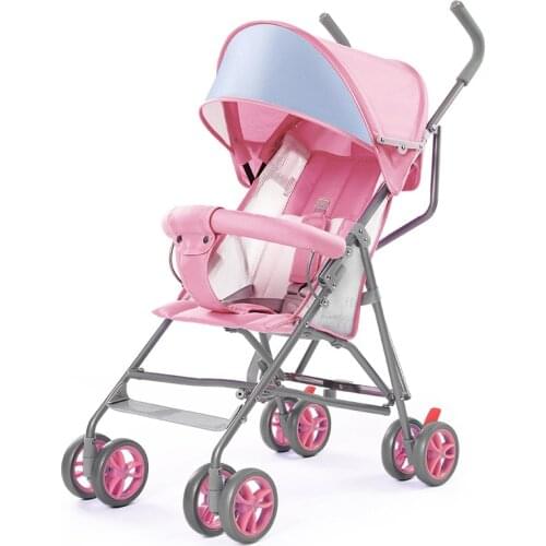 Summer Stroller Portable Foldable Sitting and Half Lying Childrens Shock Absorption Trolley Baby BB Car Stroller Cup Holder