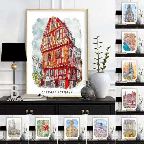 World City Travel Poster, London Denmark Germany Wall Art, Belgium Paris Wall Stickers, Rome Japan Retro Poster, Home Decor
