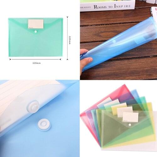 6 colors A4 Clear Document Bag Snap File Folder Bag Stationery School Office Case School Office Supplies Information portfolio