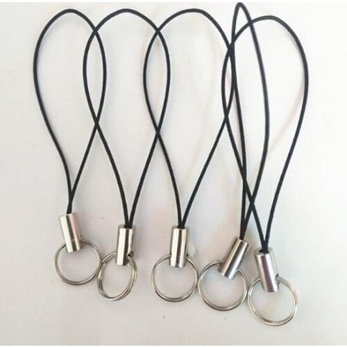 100pcs Lanyard mobile straps jump rings double loops Hang black Rope cell keychain bag Charm accessories making Clasps Connector