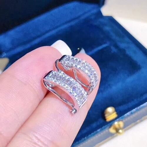 New Silver 925 Sterling Jewelry Women Earrings with U Shaped Wedding Mosaic Cubic Zircon Earring Party Gifts Pendientes