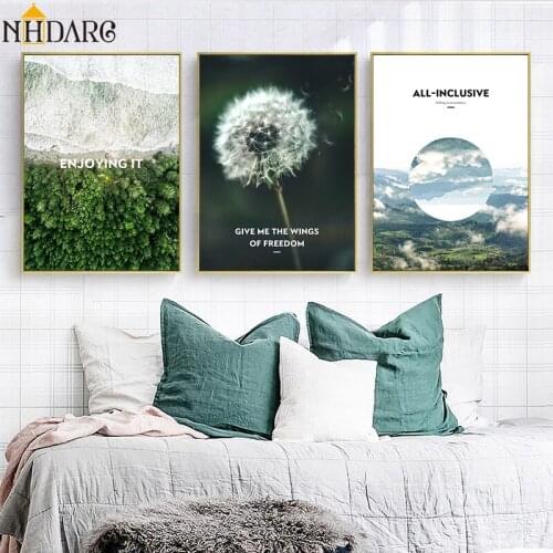 Nordic Green Natural Dandelion Canvas Art Print Painting Poster Wall Pictures For Living Room Home Decor Wall Decor