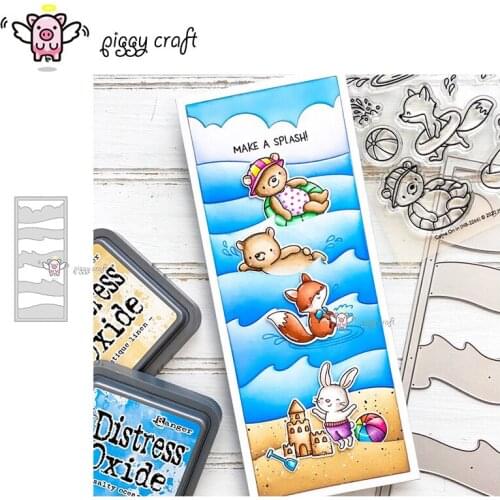Piggy Craft metal cutting dies cut die mold Wavy stripes frame Scrapbook paper craft knife mould blade punch stencils dies